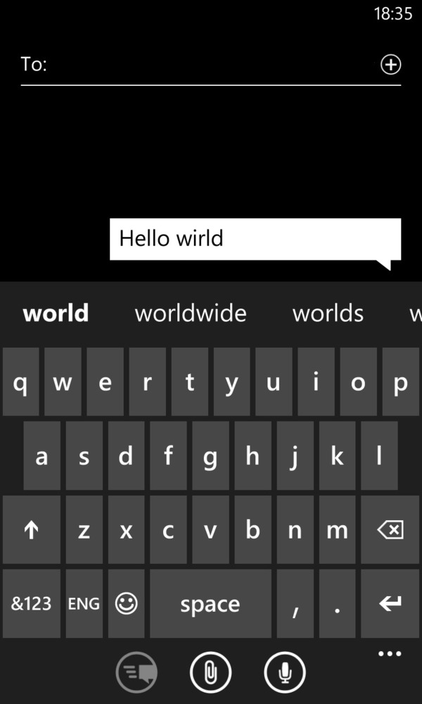 The Windows Phone 8 keyboard