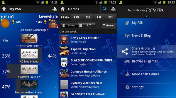 PlayStation Official App - screenshots from current Android app