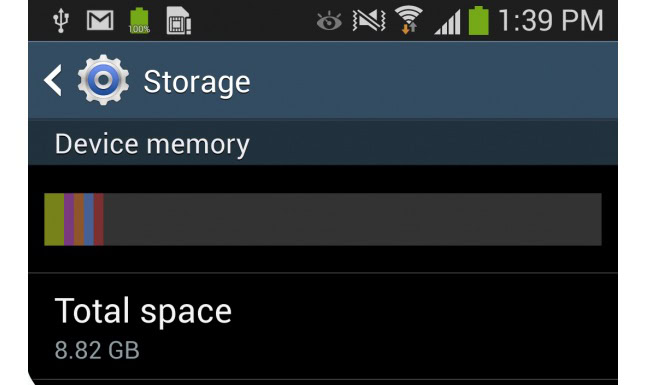 Samsung Galaxy S4 storage