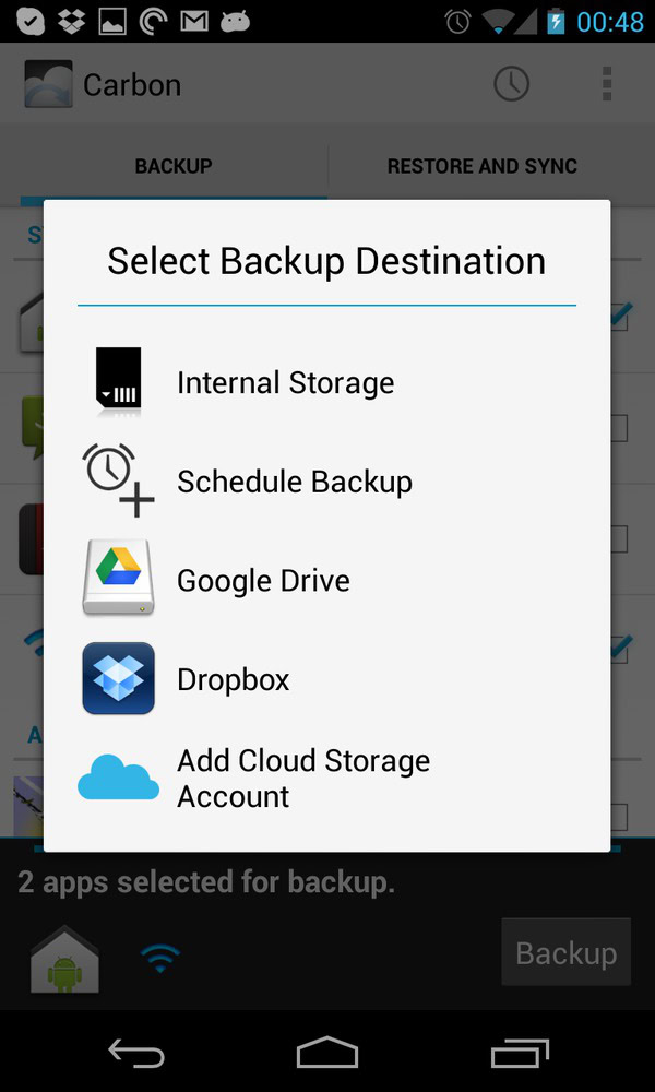 Selecting where to save backups.