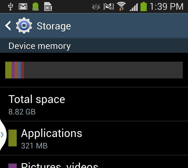 galaxy s4 space