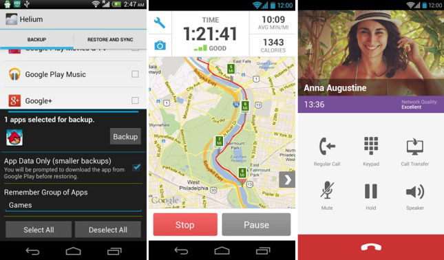 Helium, RunKeeper, and Viber (from left to right)