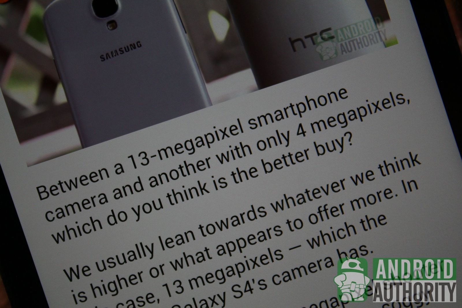Closeup view of webpage text on Galaxy S4 stock browser