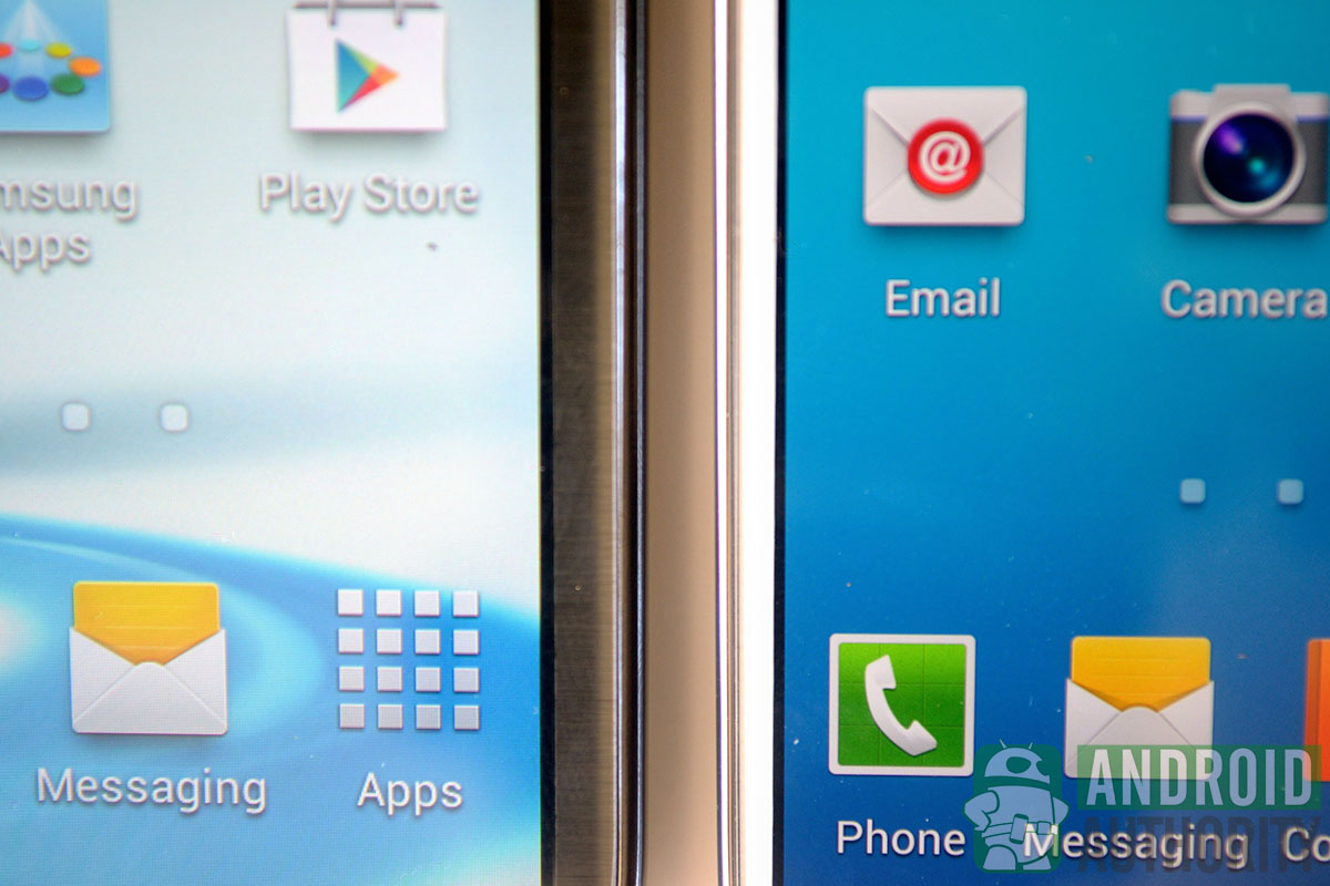 Look how much thinner the bezel is on the Galaxy S4 (right) relative to the Note 2 (left)