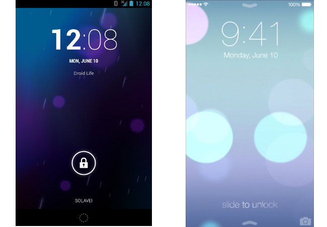 ios 7 vs android lockscreen