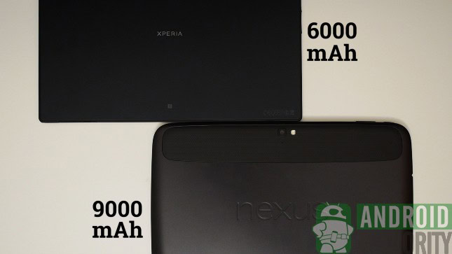 xperia tablet z vs nexus 10 aa battery