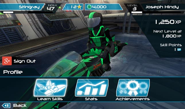 Riptide GP 2 Menu