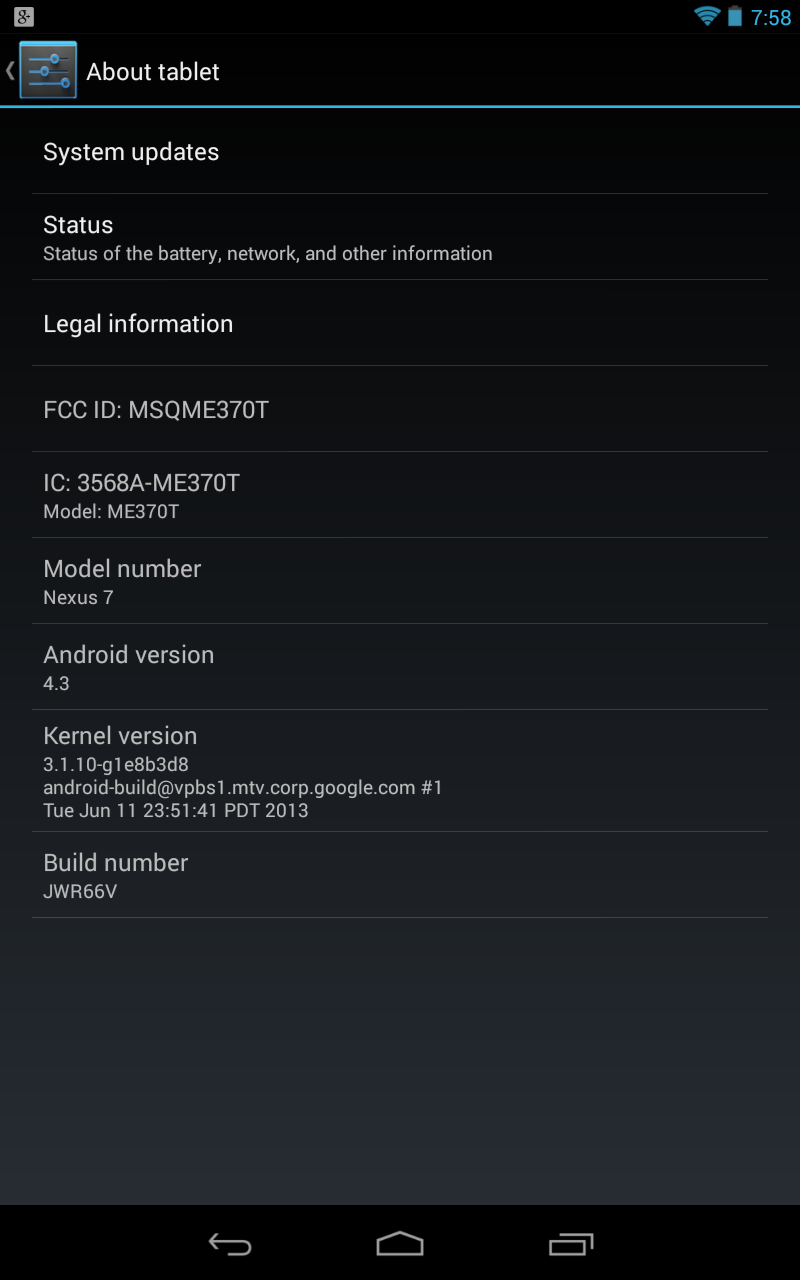Nexus 7 Android 4.3
