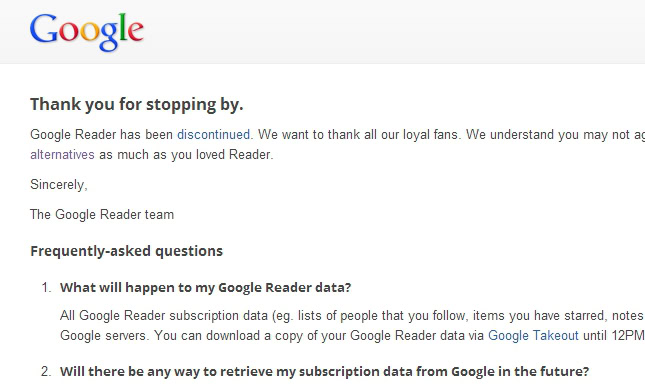 google reader dead