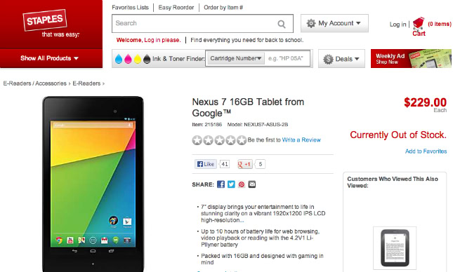 Nexus 7 Staples