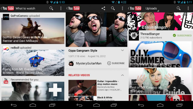 YouTube Android app