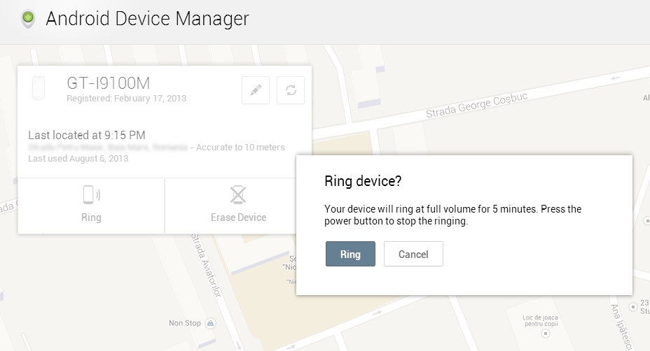 Android Device Manager web interface