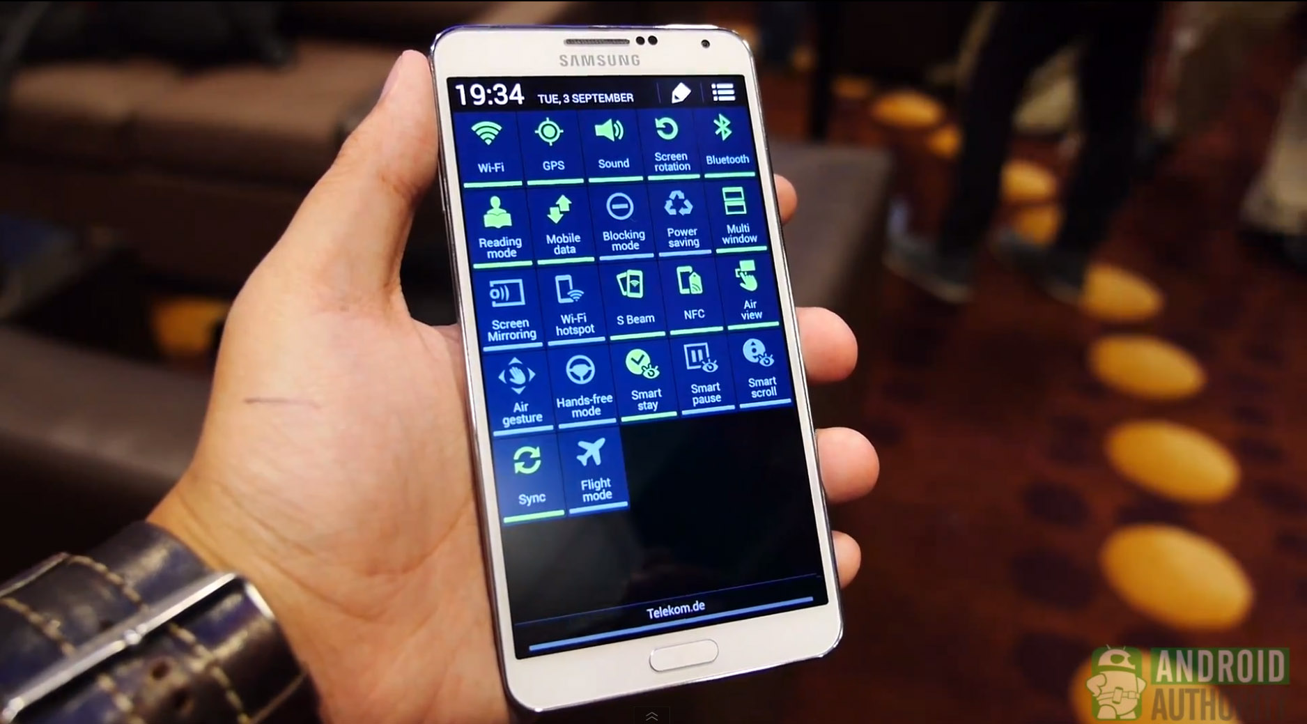 Samsung Galaxy Note 3 notification bar options AA