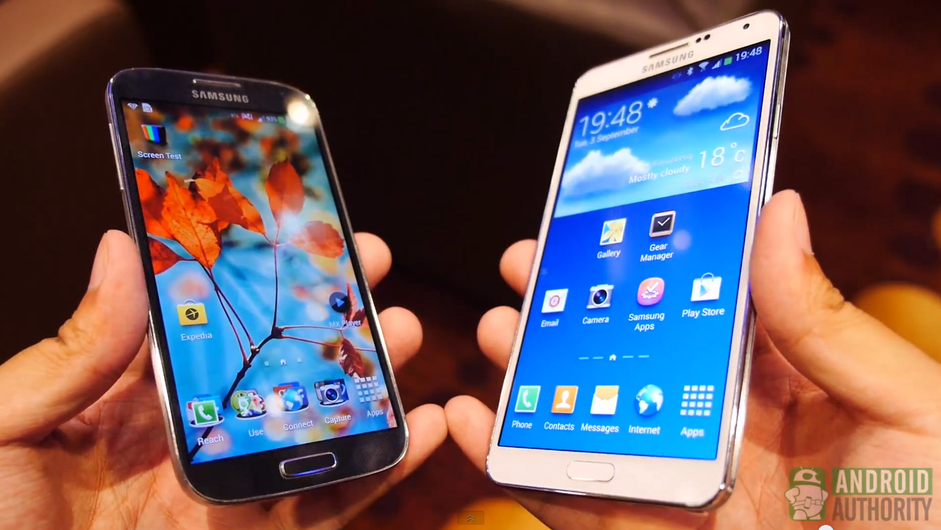 Samsung Galaxy Note 3 vs Galaxy S4 viewing angles AA