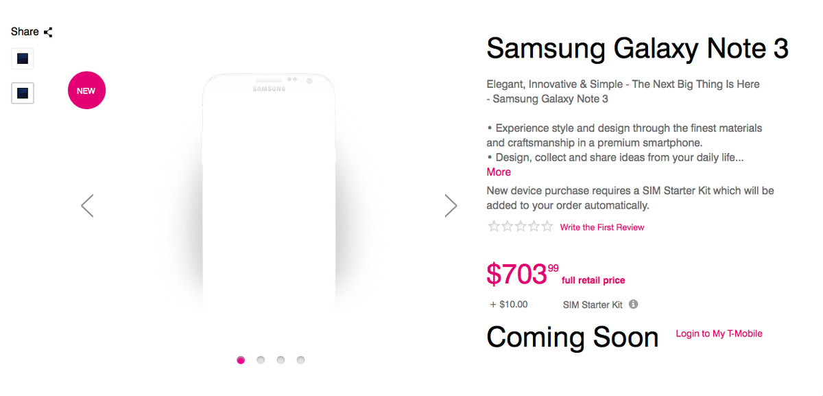 T-Mobile Galaxy Note 3 Release Dte