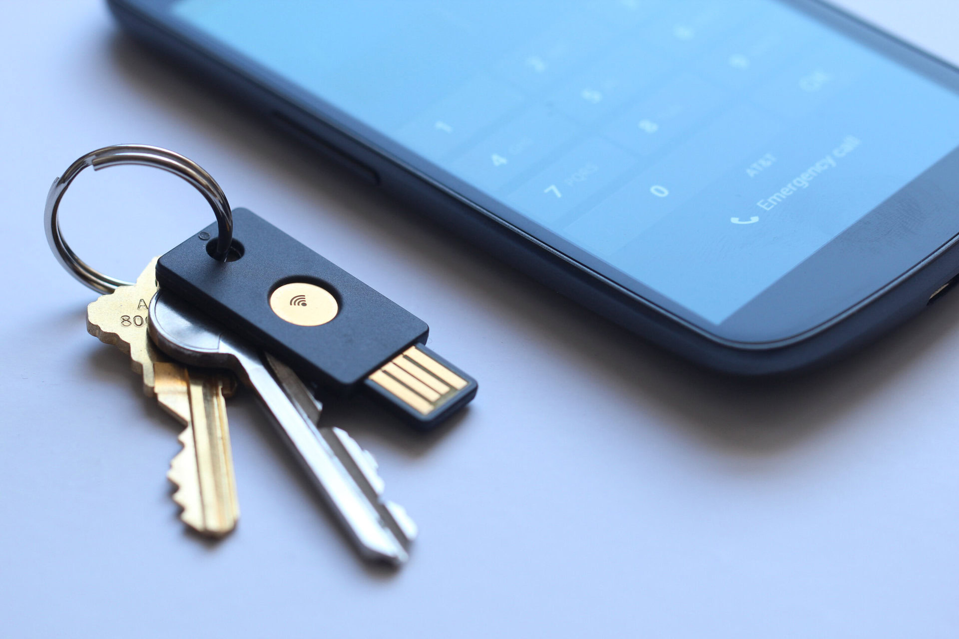 YubiKey attached to a keychain