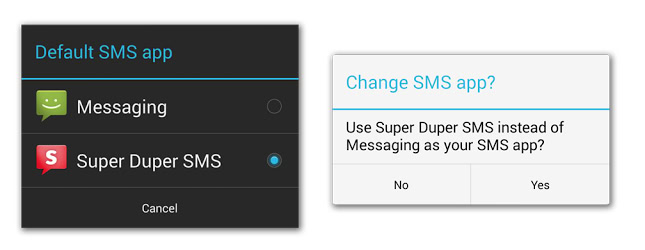 Android 4.4 KitKat default SMS app