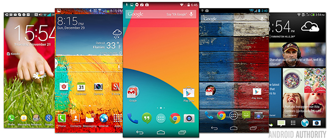 All UIs Android 4.4 Nexus Stock Android Touchwiz LG UI