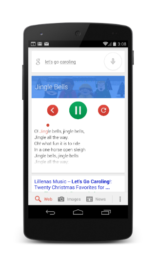 Google Now Let's Go Caroling on Android