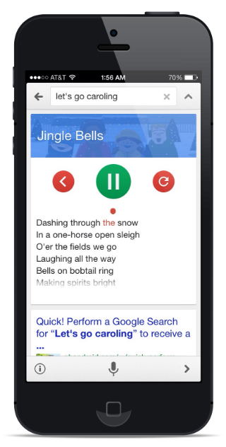 Google Now Let's Go Caroling on iPhone