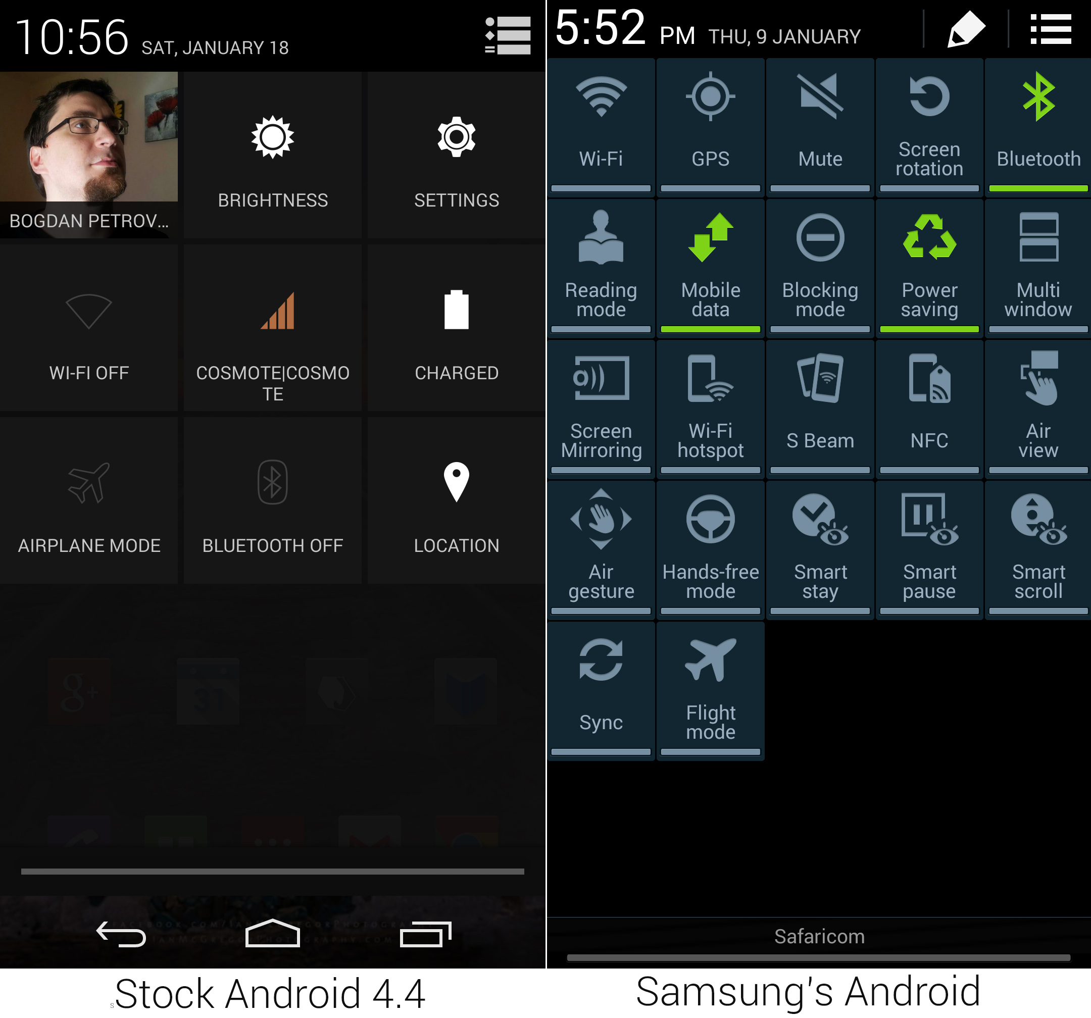 Stock Android 4.4 vs Samsung Touchwiz Galaxy Note 3 DropDown