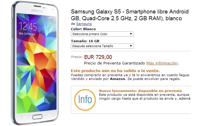 Samsung Galaxy S5 Amazon Spain
