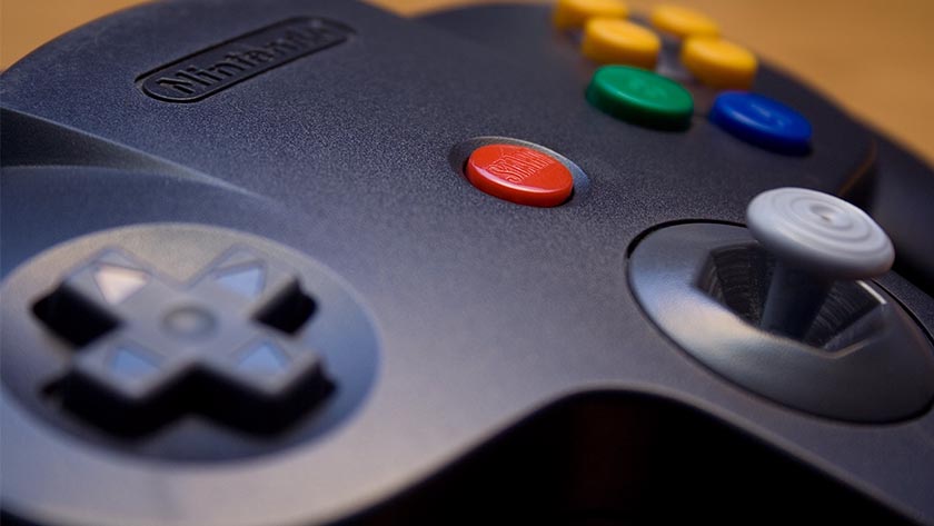 A black Nintendo 64 controller for one of the AA team's favorite gaming consoles.