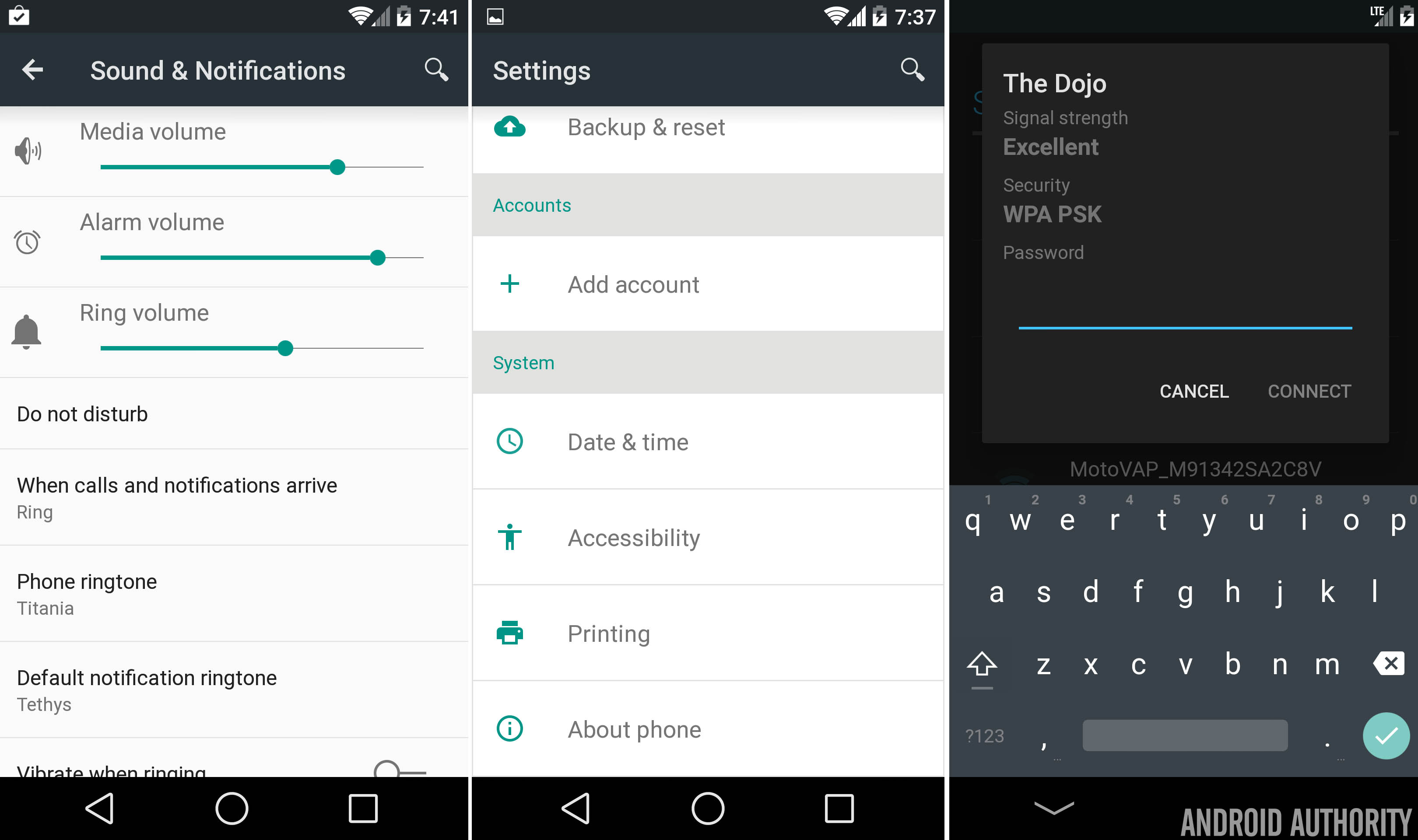 Android L Sounds &amp; Notifications settings keyboard