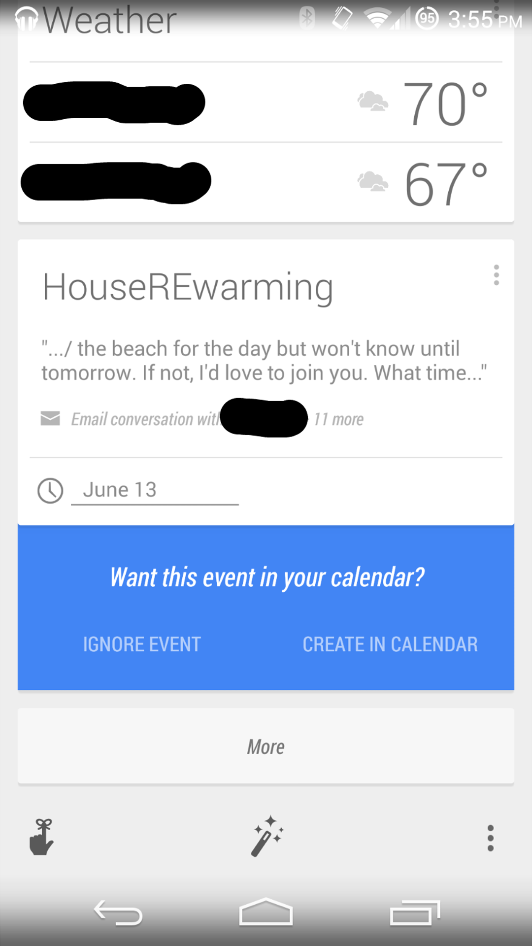google now email events