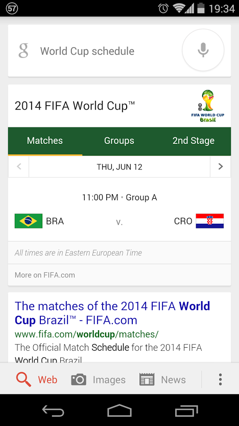 world cup google now