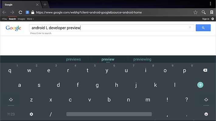 Android L Keyboard screenshot
