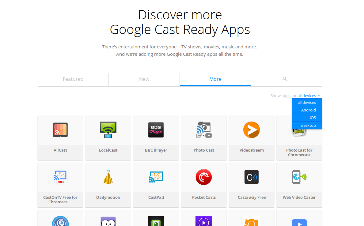 Chromecast website app discovery update