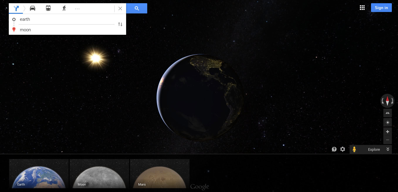Google Earth Maps Moon Mars