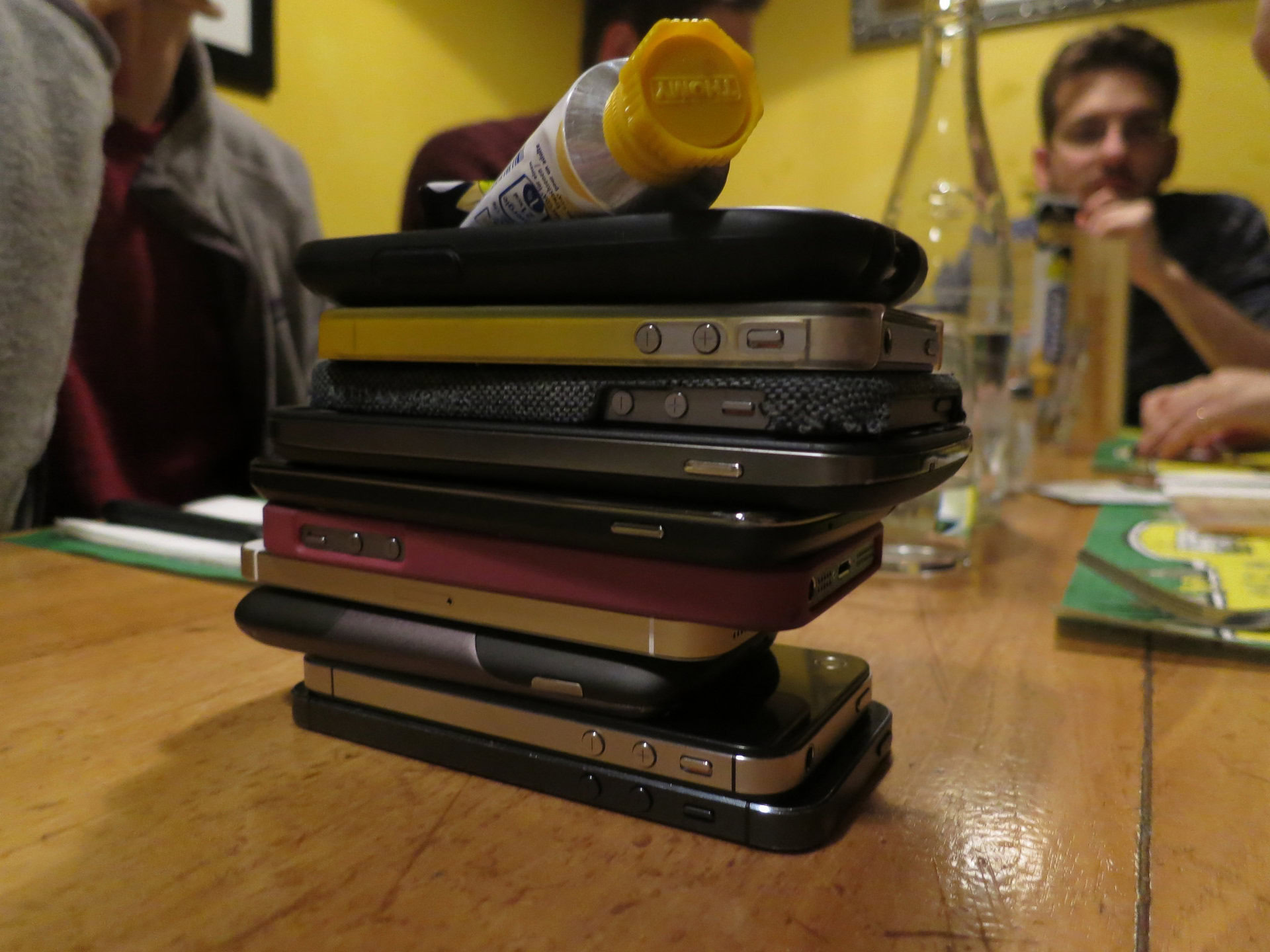 smartphones stacked