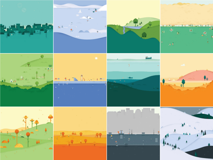 Google Calendar twelve seasonal backgrounds