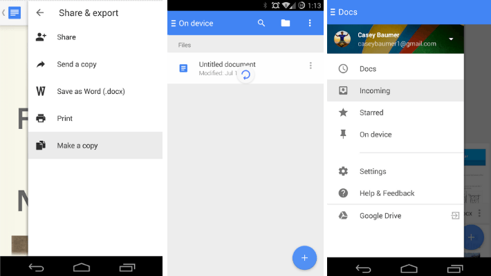 Material Design for Google Drive Docs Sheets Slides Android apps