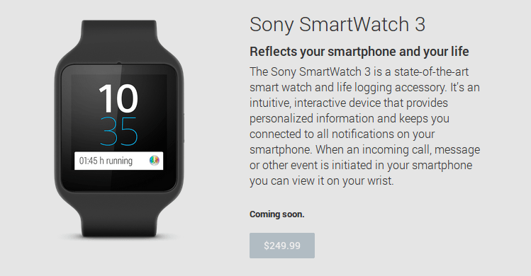 Sony Smartwatch 3 Google Play Store