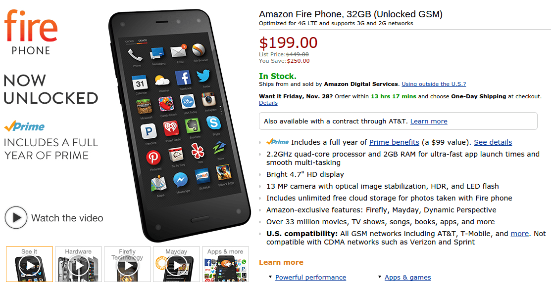 Amazon Fire Phone price drop