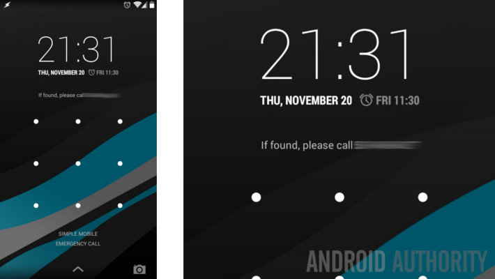 Android Security Lost device Owner Info Lock Screen
