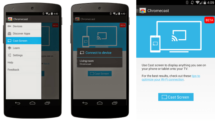 Chromecast Mirroring in app