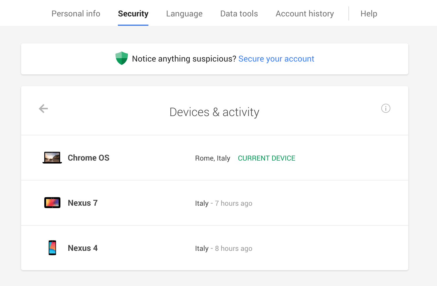 Google Device Activity and Security