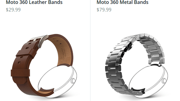 Motorola Moto 360 leather and steel bands