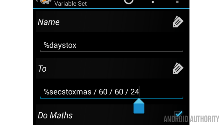 Tasker Task Variable Do Math to days