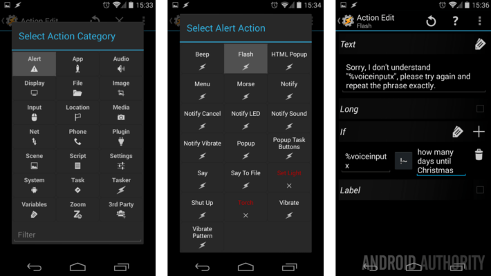 Tasker Task variable match Alert Flash Voice