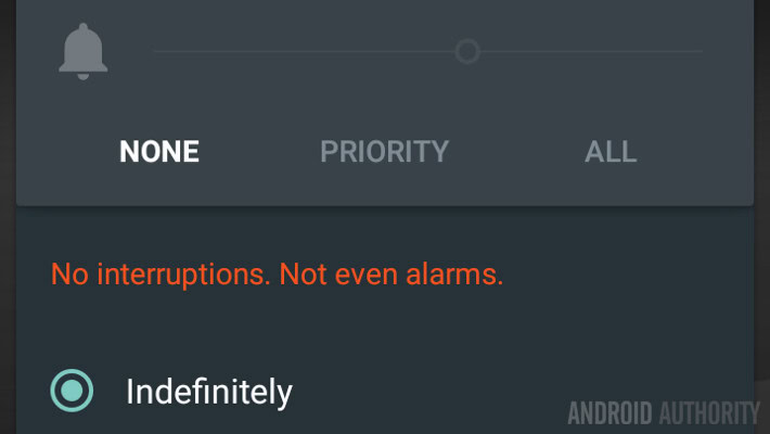 Android Lollipop Priority Interruptions none