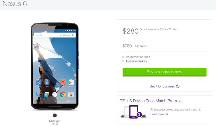 nexus 6 telus