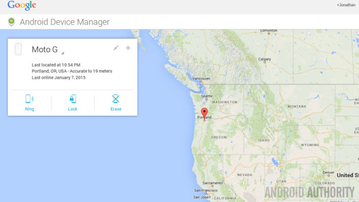 Android Device Manager Location map big