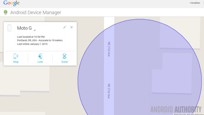 Android Device Manager Location map