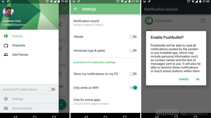 Pushbullet Android Settings