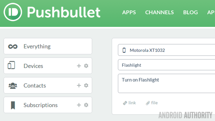 Pushbullet Web Send interface